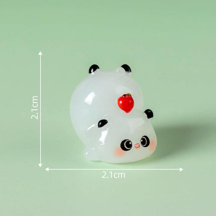5-PCS Transparent pounce Cute Glow in the Dark Panda Figurines Resin Miniature Ornaments for DIY Fairy Gardens and Micro Landscapes.
