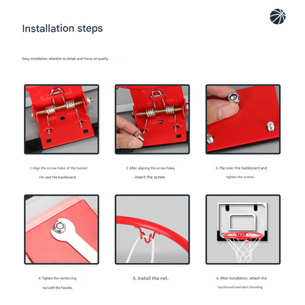 Indoor Mini Basketball Hoop Foldable Over The Door Basketball Set with Spring Action Breakaway Rim Transparent Backboard for Kids and Adults Home Office Fun.