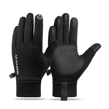 Black Winter Thermal Gloves for Men Outdoor Cycling Driving Waterproof Touch Screen Warm Fleece Lining Anti-Slip(Size:M).