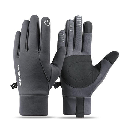 Grey Winter Thermal Gloves for Men Outdoor Cycling Driving Waterproof Touch Screen Warm Fleece Lining Anti-Slip(Size:XL).