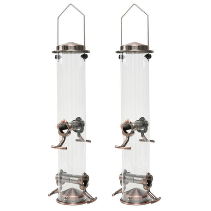 Hanging Metal Wild Bird Feeder Weatherproof Outdoor Garden Bird Food Dispenser with 4 Feeding Ports and Perches.