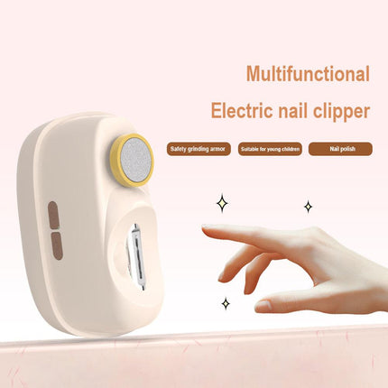 Pink Electric Nail Clipper and Grinder 2-in-1 Automatic Nail Trimmer with LED Light Rechargeable Manicure Tool for Babies Adults and Seniors.
