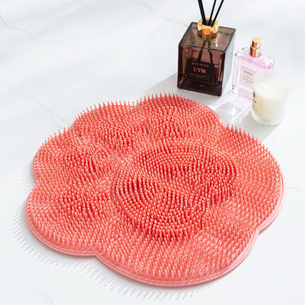 2-PCS Pink cat PAWS Non-Slip TPE Shower Mat with Foot Scrubber and Suction Cups Large Massage Bath Mat for Bathroom 30cm x 30cm.