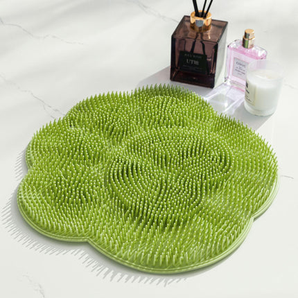 2-PCS Green cat PAWS Non-Slip TPE Shower Mat with Foot Scrubber and Suction Cups Large Massage Bath Mat for Bathroom 30cm x 30cm.