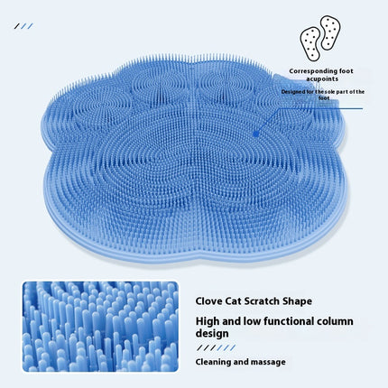 2-PCS Green cat PAWS Non-Slip TPE Shower Mat with Foot Scrubber and Suction Cups Large Massage Bath Mat for Bathroom 30cm x 30cm.