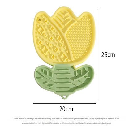 2-pcs Rouge powder Tulip Shaped Silicone Pet Licking Mat Slow Feeder Dog Cat Lick Pad with Suction Cups Anxiety Relief and Boredom Buster.