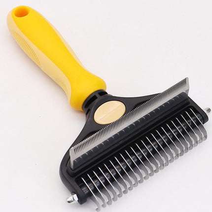 Wheat color Pet Grooming Comb – Fine Toothed Side for Hair Removal and Detangling, Ideal for Dogs with Long or Thick Coats in Australia.