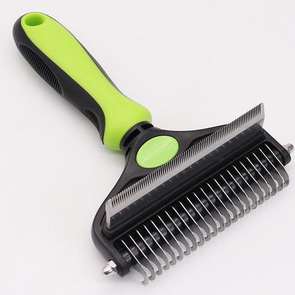 Green Pet Grooming Comb – Fine Toothed Side for Hair Removal and Detangling, Ideal for Dogs with Long or Thick Coats in Australia.