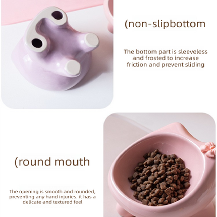 White Ceramic Elevated Cat Bowl Tilted Raised Pet Feeder with Anti-Slip Base Cute Design for Wet or Dry Food Ideal for Australian Pets.