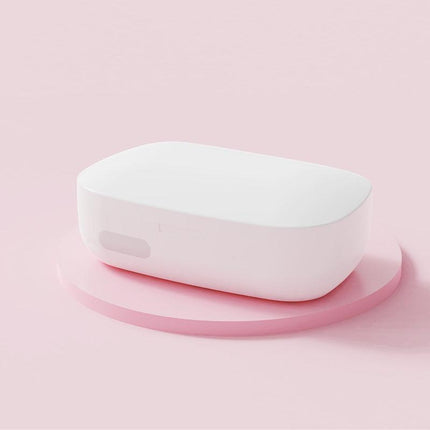 White  Ultrasonic Contact Lens Cleaner Machine Automatic Washer Case with UV Light LED Display 4 Timer Modes Type-C Rechargeable Portable for Travel.
