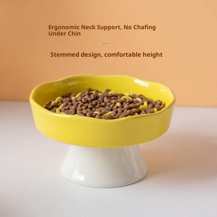 Blue Ceramic Elevated Slow Feeder Bowl Raised Pet Dish 310ml Anti-Vomit Puzzle Design for Cats and Small Dogs Healthy Digestion Sturdy Base.