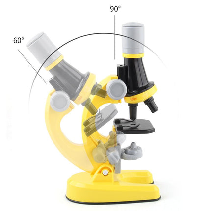 Orange Kids Biological Microscope Kit 100x 400x 1200x LED Magnification STEM Science Toy for School Students with Sample Slides.