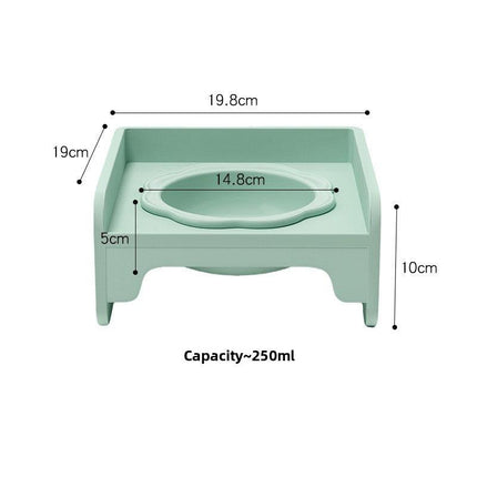 Green Ceramic Raised Cat Bowl with Splash Proof Stand 250ml Elevated Pet Feeder for Kittens and Small Dogs Modular Interlocking Design.
