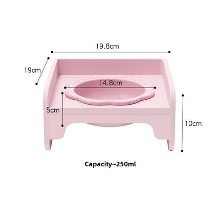 Pink Ceramic Raised Cat Bowl with Splash Proof Stand 250ml Elevated Pet Feeder for Kittens and Small Dogs Modular Interlocking Design.