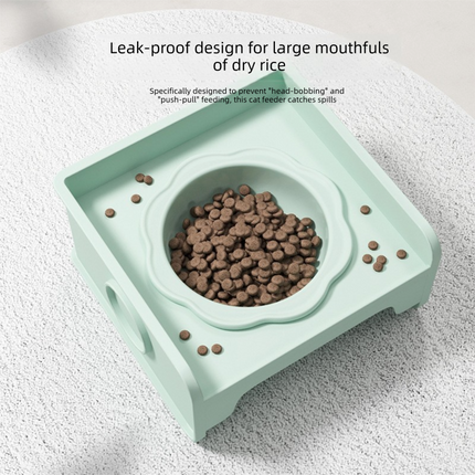 Pink Ceramic Raised Cat Bowl with Splash Proof Stand 250ml Elevated Pet Feeder for Kittens and Small Dogs Modular Interlocking Design.