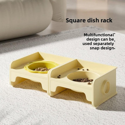 Purple Ceramic Raised Cat Bowl with Splash Proof Stand 250ml Elevated Pet Feeder for Kittens and Small Dogs Modular Interlocking Design.