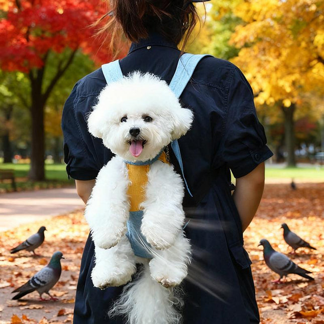 Red and white two-tone style Pet Carrier Backpack Front Chest Pack Legs Out Breathable Mesh for Small Dogs Cats Hiking Travel Hands Free Adjustable Design(Size:M).