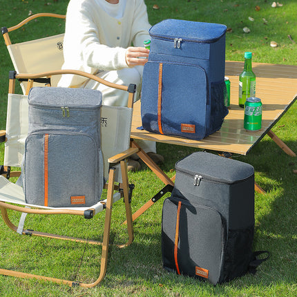 Black Large Capacity Insulated Cooler Backpack 20.5L Leakproof Thermal Lunch Bag Waterproof Soft Sided Cooling Rucksack for Camping Picnic Beach & Work.