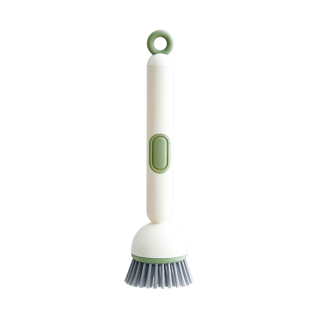 2 Pack Green Kitchen Dish Brush with Soap Dispenser Adjustable Handle 360 Degree Cleaning Scrubber Non-Scratch Bristles for Pans Pots and Sink.