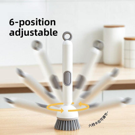 2 Pack Green Kitchen Dish Brush with Soap Dispenser Adjustable Handle 360 Degree Cleaning Scrubber Non-Scratch Bristles for Pans Pots and Sink.