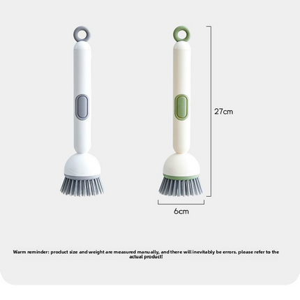2 Pack Green Kitchen Dish Brush with Soap Dispenser Adjustable Handle 360 Degree Cleaning Scrubber Non-Scratch Bristles for Pans Pots and Sink.