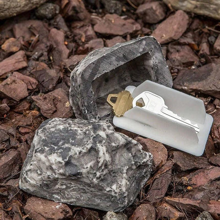 2 Pack Realistic Faux Rock Key Hider Outdoor Spare Key Safe Box Weatherproof Secret Compartment for Garden Yard and Front Door Security.