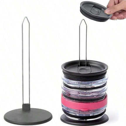 5-PCS Universal Tumbler Lid Organizer Stand Vertical Storage Rack for Kitchen Cabinets Holds Up to 10 Lids Space Saving Cup Accessory Holder.