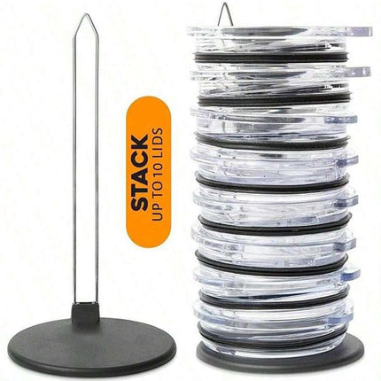 5-PCS Universal Tumbler Lid Organizer Stand Vertical Storage Rack for Kitchen Cabinets Holds Up to 10 Lids Space Saving Cup Accessory Holder.