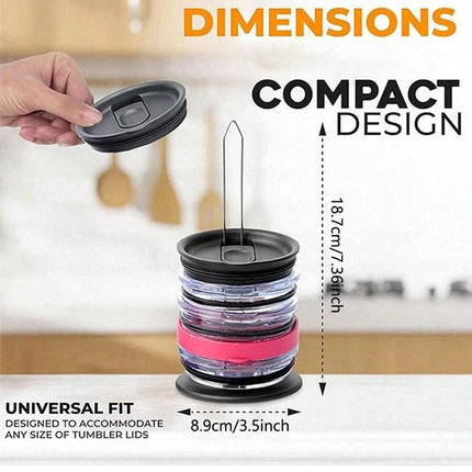 5-PCS Universal Tumbler Lid Organizer Stand Vertical Storage Rack for Kitchen Cabinets Holds Up to 10 Lids Space Saving Cup Accessory Holder.