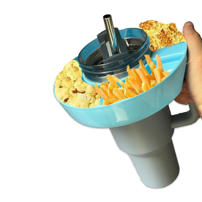 2 Pack Blue Snack Bowl for Stanley 40oz Tumbler with Handle Reusable Silicone Snack Ring Divider Tray for Movie Night Road Trip and Camping.