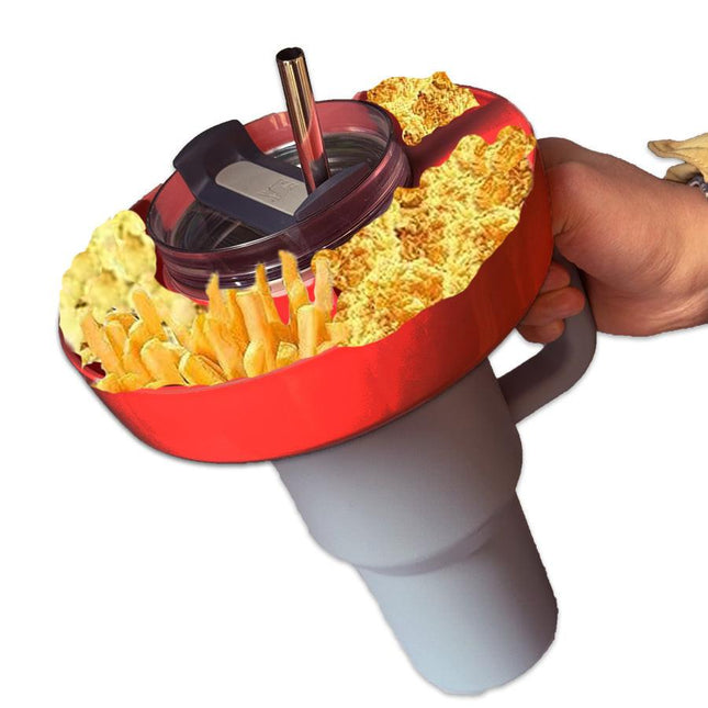 2 Pack Red Snack Bowl for Stanley 40oz Tumbler with Handle Reusable Silicone Snack Ring Divider Tray for Movie Night Road Trip and Camping.
