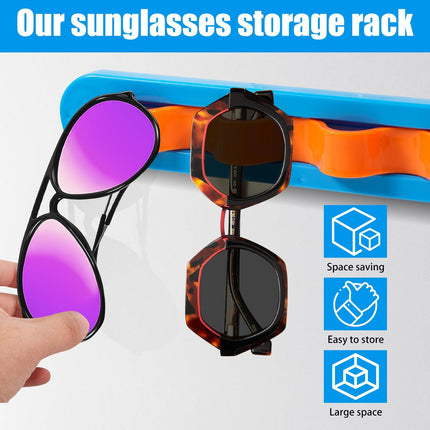 2 Pack Black Acrylic Sunglasses Holder Wall Mounted Glasses Organizer Rack Self-Adhesive Eyewear Display Stand for Home Office and Entryway.