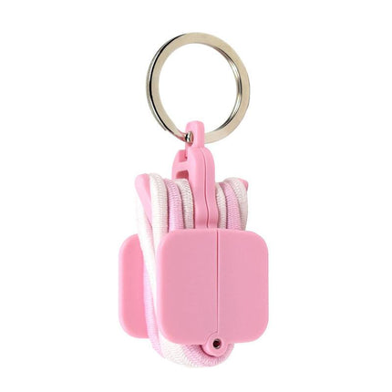 3-PCS Pink Portable Hair Tie Organizer Keychain Compact Hair Accessories Holder with Clip for Travel School Bag and Purse.