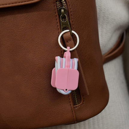 3-PCS Pink Portable Hair Tie Organizer Keychain Compact Hair Accessories Holder with Clip for Travel School Bag and Purse.
