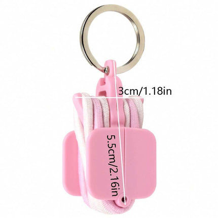 3-PCS Pink Portable Hair Tie Organizer Keychain Compact Hair Accessories Holder with Clip for Travel School Bag and Purse.