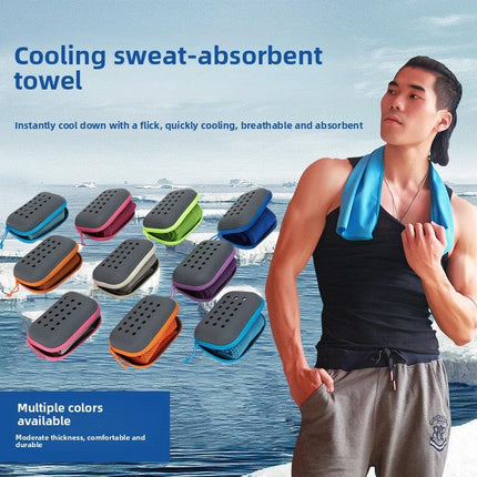 2-PCS pink Instant Cooling Towel with EVA Case 30x90cm Breathable Ice Silk Sports Towel Quick Dry for Gym Yoga and Outdoor Workouts.