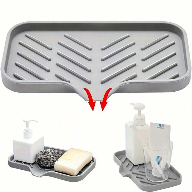3-PCS Grey Large Drainable Soap Dish Tray with Anti-Slip Base for Bathroom Sink - Keeps Soap Dry and Organized in Australian Homes.