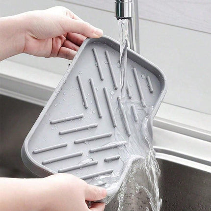 3-PCS Grey Large Drainable Soap Dish Tray with Anti-Slip Base for Bathroom Sink - Keeps Soap Dry and Organized in Australian Homes.