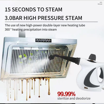Pink Handheld Steam Cleaner 1050W High Pressure Chemical Free Cleaning Machine with 12 Piece Accessory Set for Kitchen Bathroom Car and Upholstery.