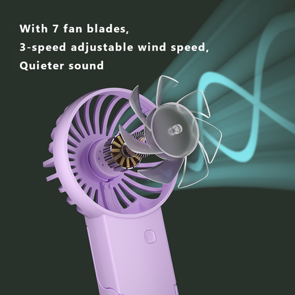 Green 2 Pack Mini Portable Handheld Fan Foldable Desktop Personal Fan USB Rechargeable Pocket Fan with 3 Speeds for Travel Office and Outdoor.