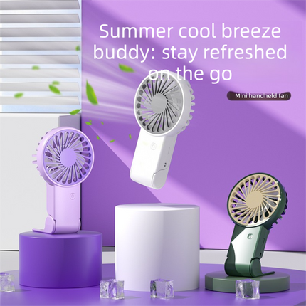 Purple 2 Pack Mini Portable Handheld Fan Foldable Desktop Personal Fan USB Rechargeable Pocket Fan with 3 Speeds for Travel Office and Outdoor.