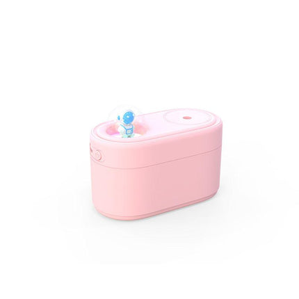 Pink Rechargeable Mini Astronaut Air Humidifier USB Desktop Cool Mist Humidifier with 7-Color LED Night Light for Bedroom and Office.