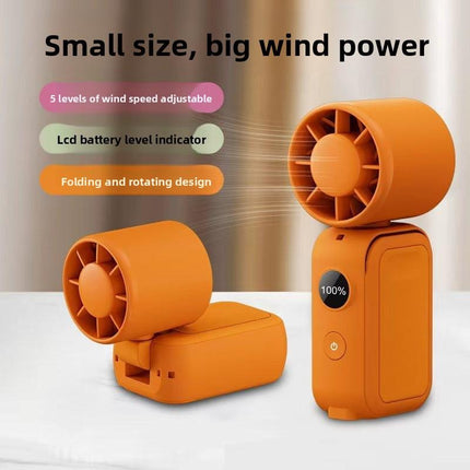 White Portable Handheld Fan 350 Degree Rotation Foldable Neck Hanging Waist Fan with Magnetic Base LED Display 5 Speed Personal Fan.