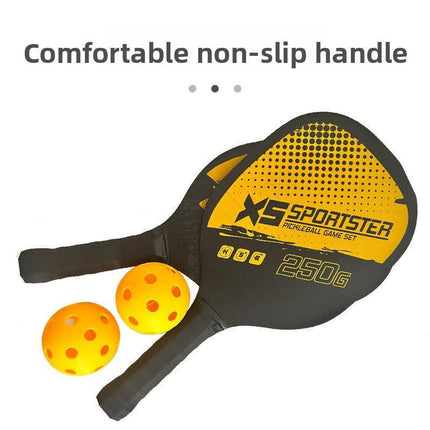Yellow Pickleball Paddles Set of 2 Lightweight Wood Rackets with 4 Pickleballs and Carry Bag Outdoor Sports Equipment for Beginners.