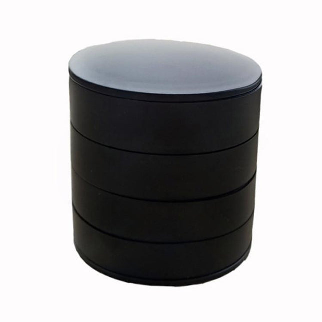 2 Pack Black Nordic Style Rotating Jewellery Storage Box 4-Layer Dustproof Organiser Case with Felt Lining for Accessories and Trinkets.