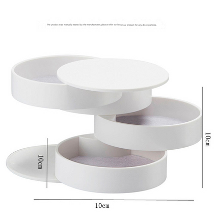 2 Pack White Nordic Style Rotating Jewellery Storage Box 4-Layer Dustproof Organiser Case with Felt Lining for Accessories and Trinkets.