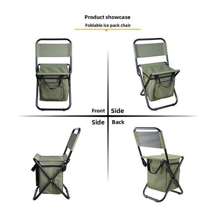 Blue 3-in-1 Portable Folding Camping Chair with Built-in 10L Cooler Bag Lightweight Backpack Stool for Fishing Beach and Outdoor Picnics.