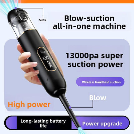 Black 2-in-1 Cordless Handheld Car Vacuum Cleaner and Air Blower Powerful Suction Brushless Motor Portable Duster for Home and Auto.