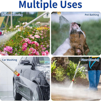 Grey High Pressure Washer Gun with 2 Spray Nozzles 19inch Long Wand Metal Garden Hose Sprayer for Car Wash Window Cleaning and Watering.