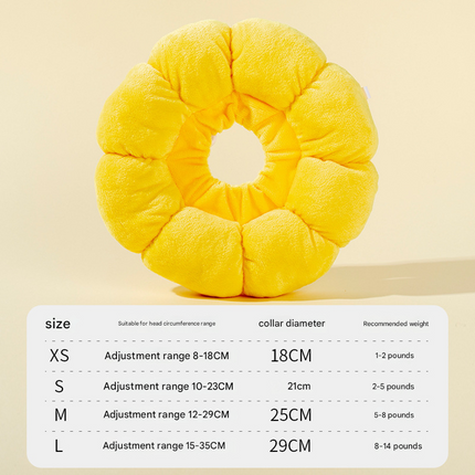 3-Pcs Soft Yellow Sunflower Elizabethan Collar Adjustable Pet Cone for Cats and Small Dogs Anti-Bite Recovery Neck Pillow(S).